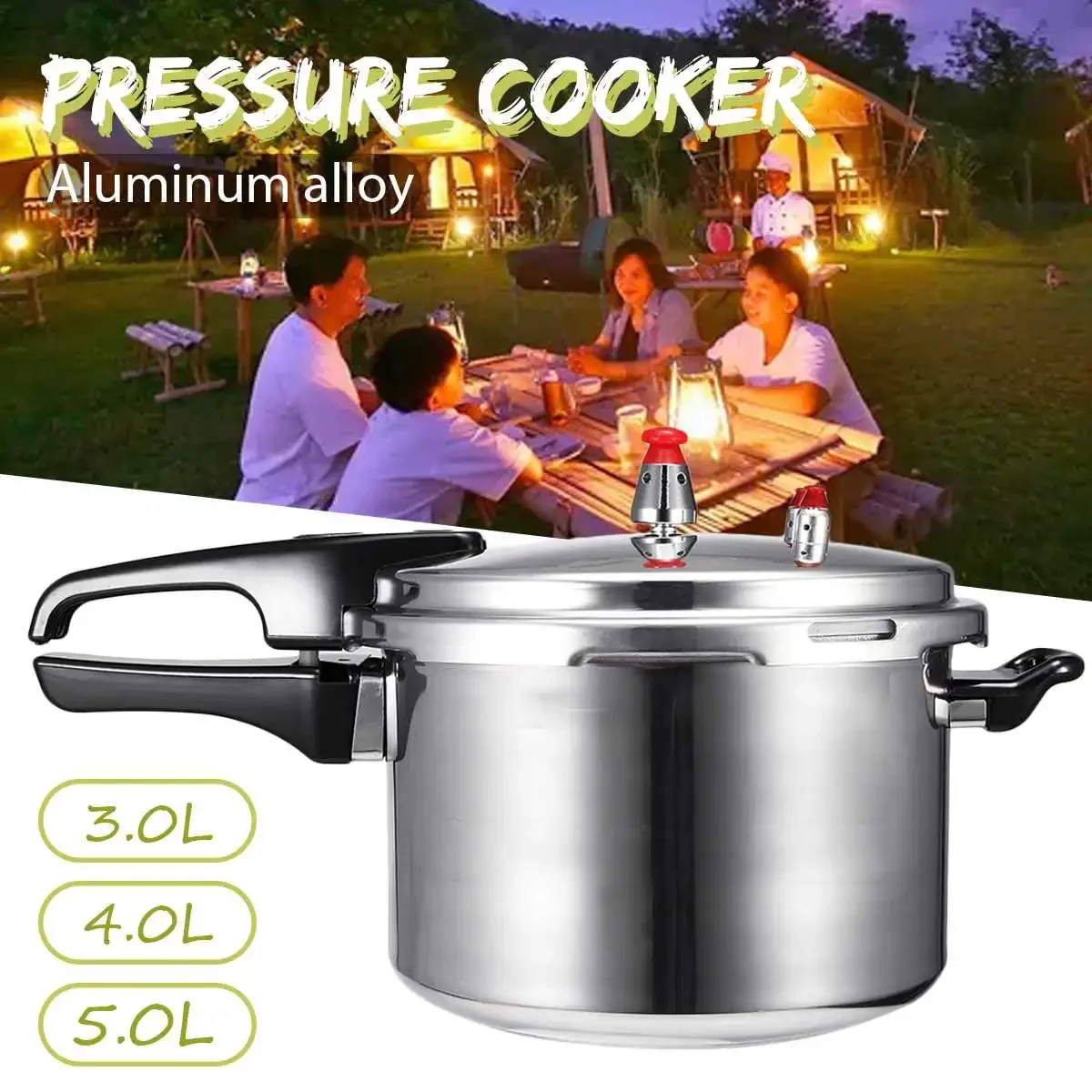 Description Picture 2 of itemAluminum Alloy Pressure Cooker Cookware Kitchen 3/4/5L Large Capacity Gas Stove Fast Cooking Foods Camping Supplies Equipment