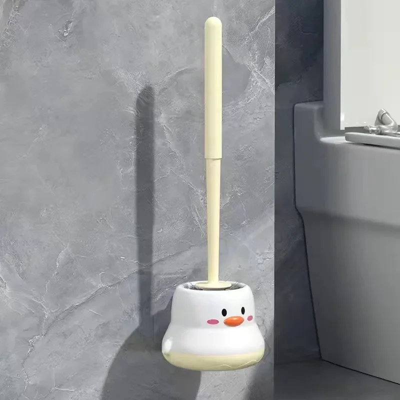 2pcs,Soft Toilet Brush Bathroom Storage Organizer Holder Bathroom Accessories Wall Mounted Plastic Toilet Brush Cleaning