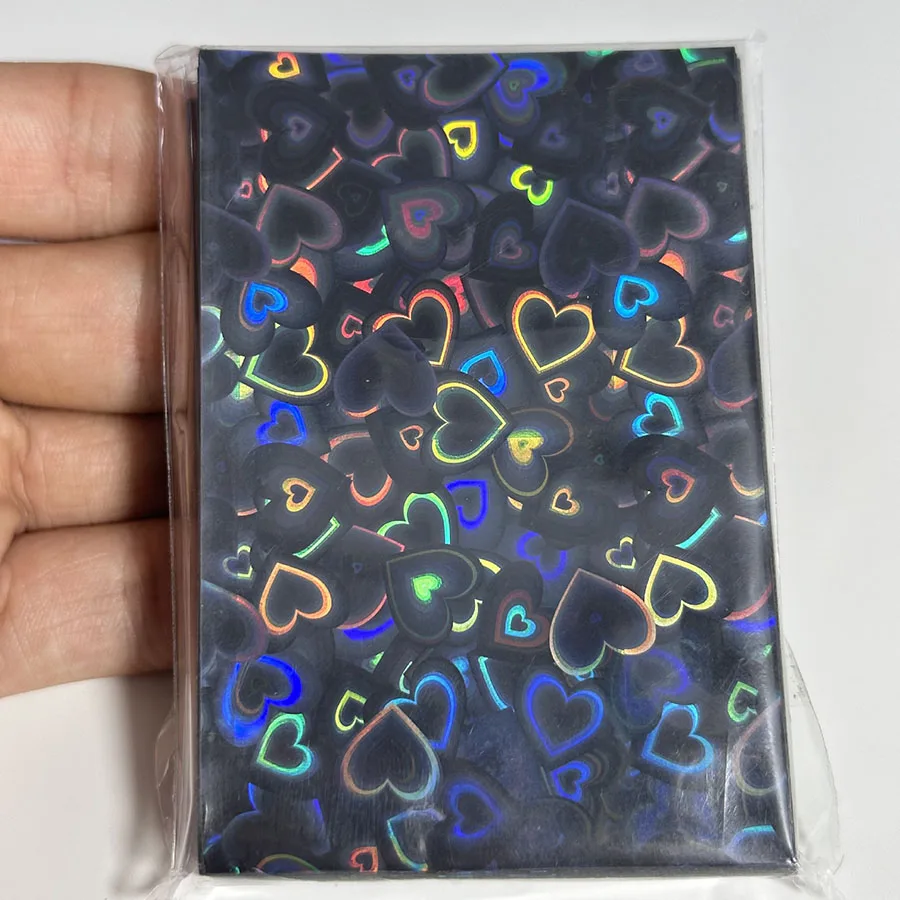 Photo Card Holder Card Protector Idol Card Protector Postcard Holder 50pcs Kpop Card Sleeves 61x91mm 20C Heart Bling Holder For Holo Postcards Top Load Films Photocard Game Cards Protector