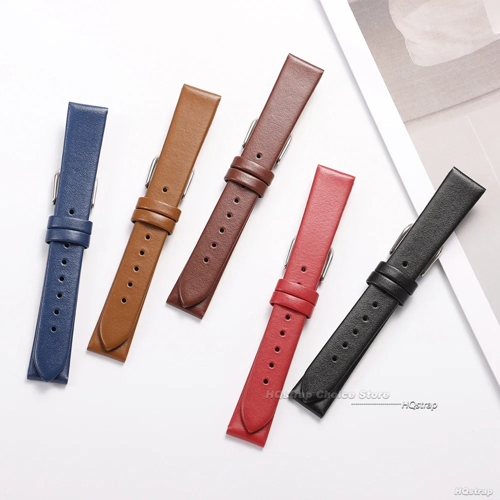 Elegant Cowhide Leather Watch Band - Thin, Smooth, and Waterproof Strap