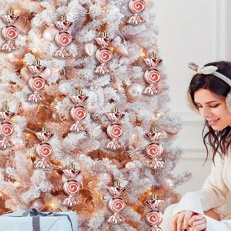 Christmas Hanging Candy Ornaments Colorful Plated Plastic Decor with Unique Pictures Ideal for Tree and Home Holiday Decorations
