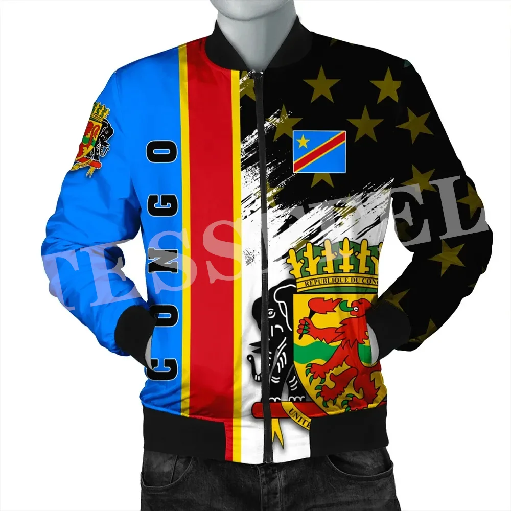 NewFashion Africa Country Congo Leopard Flag Tribel Tattoo 3DPrint Men/Women Casual Sportswear Windbreaker Winter Bomber Jacket1