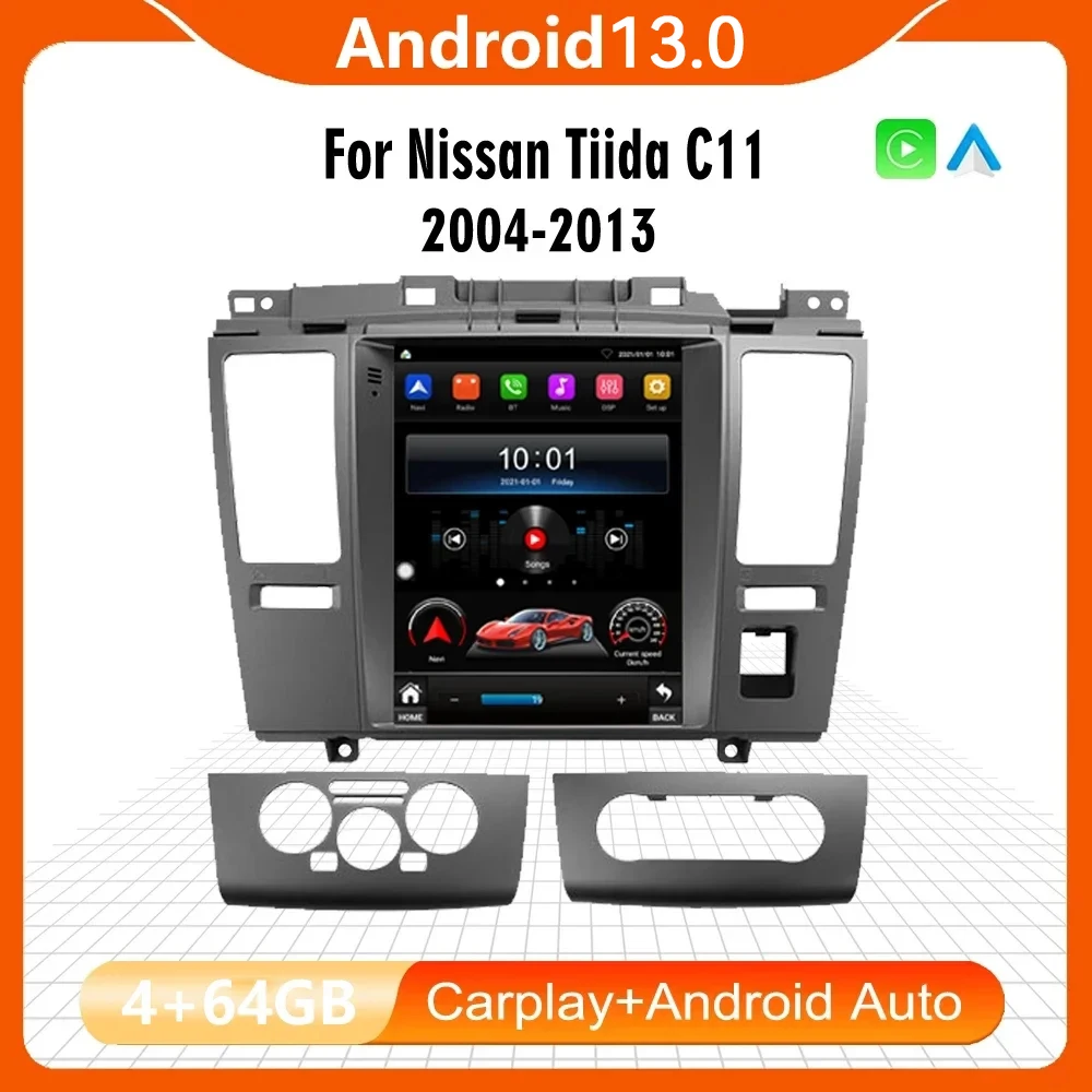 

Автомагнитола Carplay для Nissan Tiida Versa 9,7-2004, 2013 дюйма, Android 13, GPS