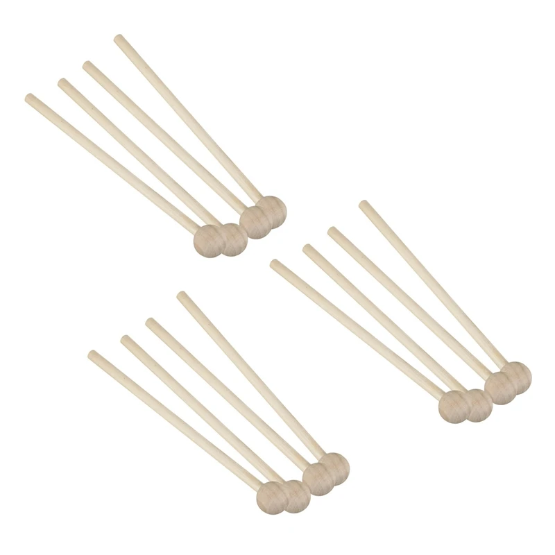 

6 Pair Wood Mallets Percussion Sticks For Energy Chime, Xylophone, Wood Block, Glockenspiel And Bells