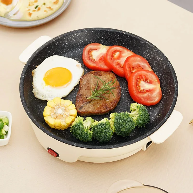 

220V Multifunction Electric Frying Pan Skillet Non-Stick Grill Fry Baking Roast Cooker Barbecue Cooking Kitchen Multicooker