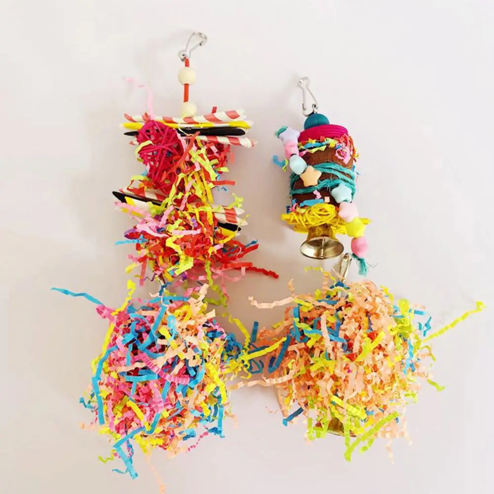 

4Pcs Parrot Toy Colorful Crinkled Paper Bird Chewing Toy Set Entertainment Exercise Bird Toy Pet Supplies
