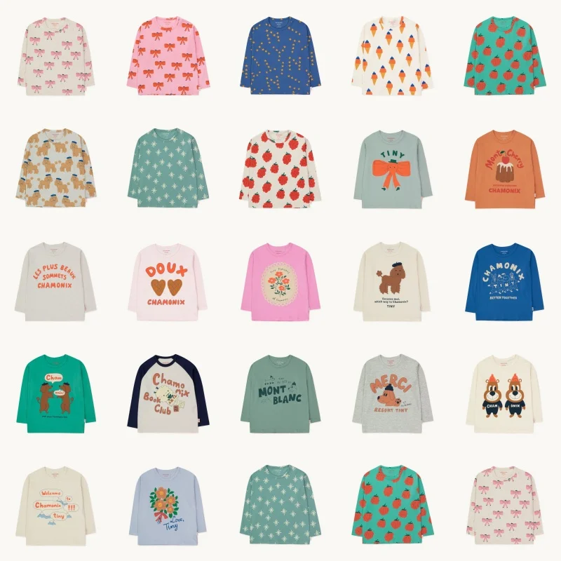 

Children's T-shirt Ins Style 2023 Autumn New TC Series Boy Girl Cotton Breathable Long Sleeve Printed Cotton T-shirt