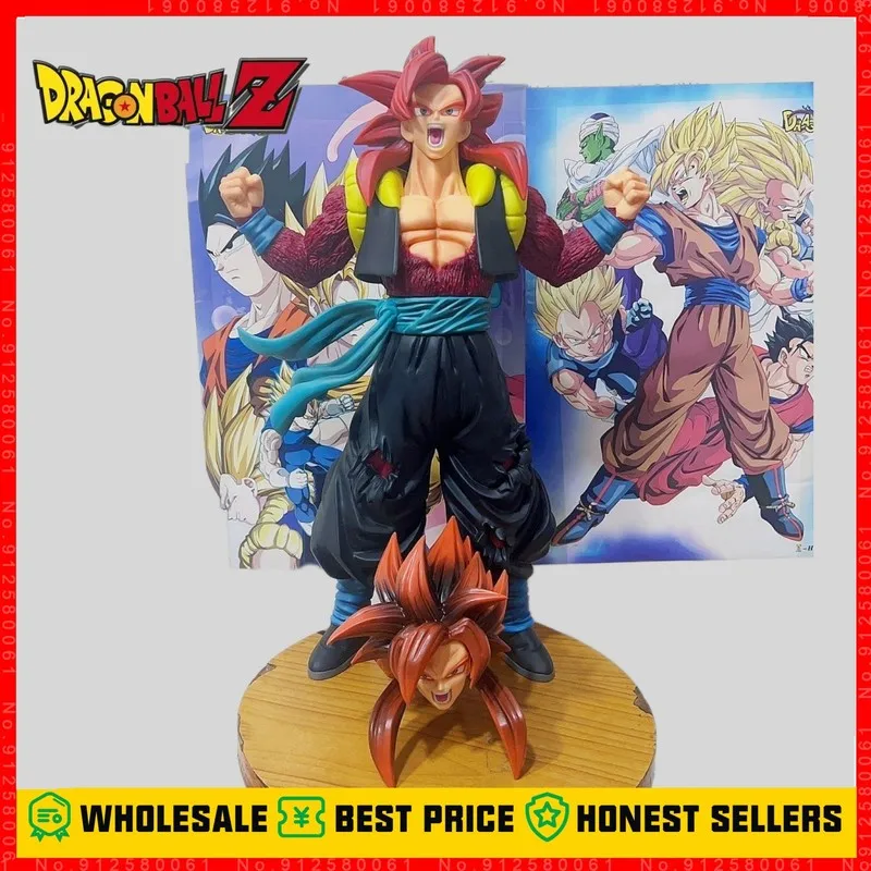Anime 46Cm Dragon Ball Gt Gogeta Figure Ssj4 2Head Goku Vegeta Super Saiyan Action Figurine Pvc Statue Model Collection Toy Gift