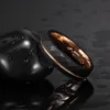 8mm 6mm Tungsten Ring Simple Rhombic Rhombus Inlaid with Rose Gold Color Line Lovers 6mm 8mm Black Tungsten Steel Ring Size 6-13 5