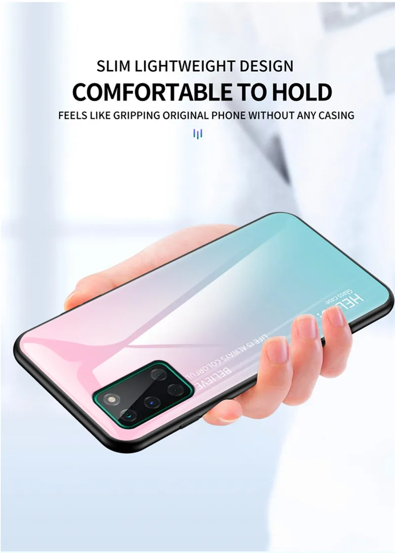 One Plus Oneplus 8T Plus KB2007 Case Gradient Grain Tempered Glass Hard Back Cover for OnePlus 8T KB2001 KB2000 Silicone Bumper 5