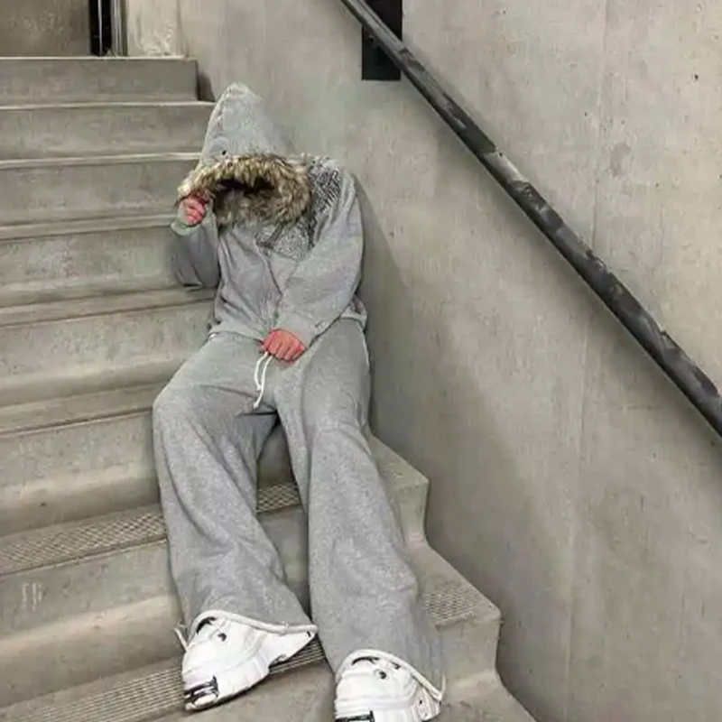 Autumn and winter new Y2K unisex zipper thick sweatshirt jacket with hat simple daily versatile and not monotonous view 2