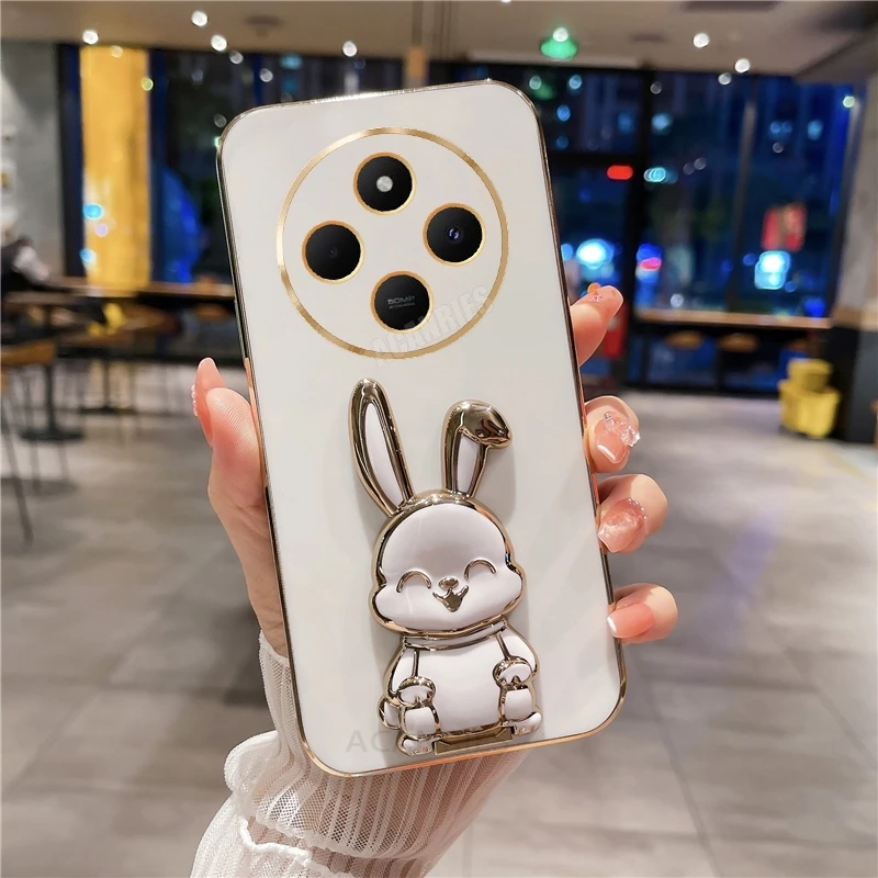Luxury Plating Rabbit Holder Silicone Stand Phone Case