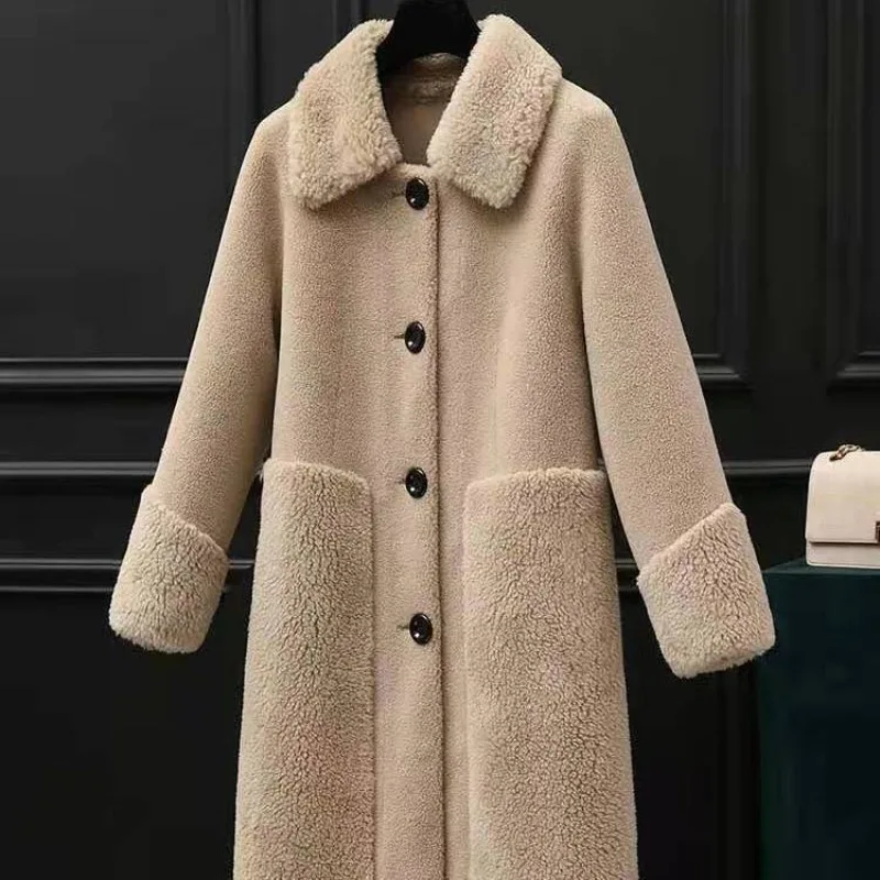 

2023 Winter Sheep Sheared Wool Fur Coat New Female Lambs Real Short Shearing Casacos De Inverno Feminino Q605