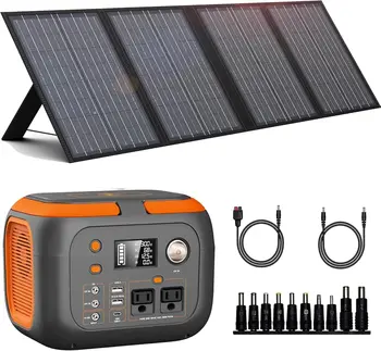 300W Portable Power Station with 60W Solar Panel 260Wh/70000mAh Outdoor Solar Generator 110V Outlet Solar Power Bank for Camping 1
