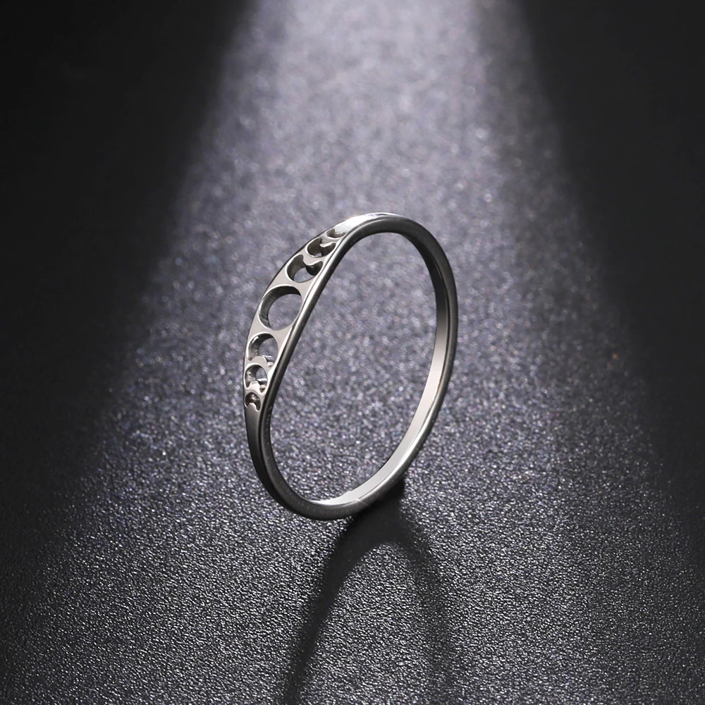 Dawapara Halbmond Mode Damen Ring Mond Mondphase Hexe Edelstahl Glücksamulett Minimalistischer Schmuck – Detail 19