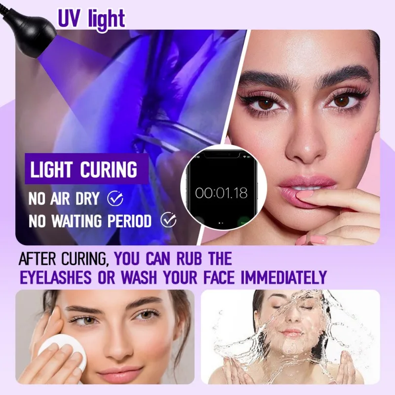 Black UV Eyelash Glue Gel 6ml Fake Lashes Eyelash Extension Adhesive Light Curing Quick Dry Long-Lasting Professional Supplies 4