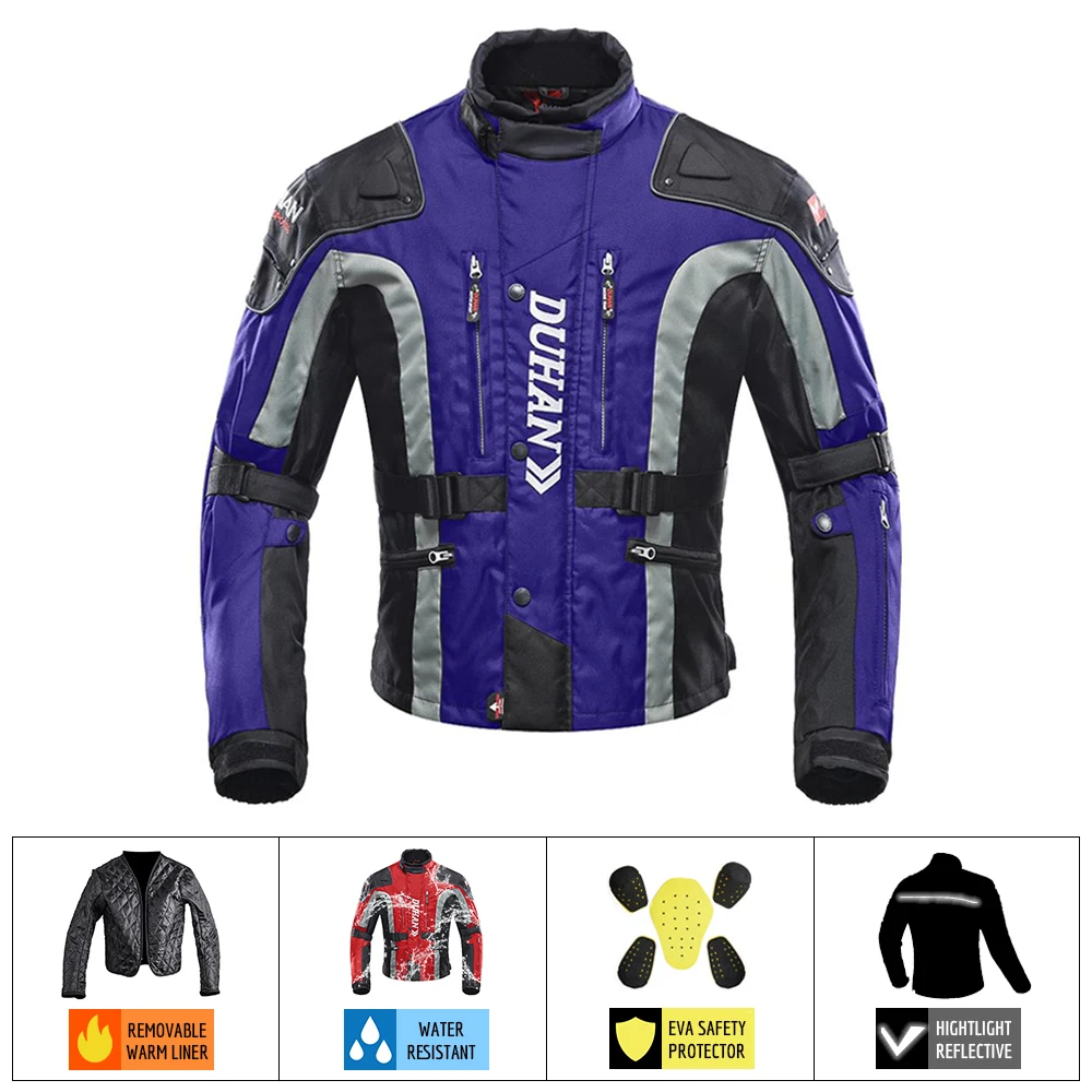 

DUHAN Blue Motorcycle Jacket Men Protective Gear Motocross Jacket Moto Riding Coat Motorbike Biker Jacket Racing Equipment M-3XL
