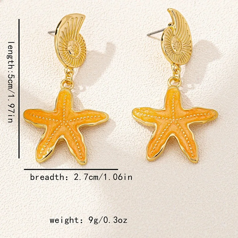 Conch Earrings for Women Fashion Children's Fun Ocean Series Metallic Color Starfish Beach Holiday Style Banquet Gift 3 Conch Earrings for Women Fashion Children's Fun Ocean Series Metallic Color Starfish Beach Holiday Style Banquet Gift - Image 3