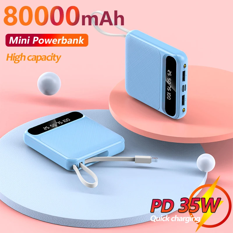 80000mah Portable Mini Power Bank With Digital Display Charge Powerbank
