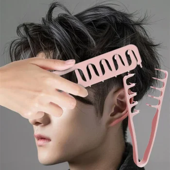 Pettine per capelli a denti larghi Pettine soffice per styling strutturato Radici volumizzanti Cucitura stile coreano che copre la frangia Pettini per capelli per uomo