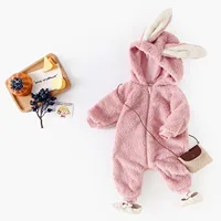 Sanlutoz Winter Fleece Thickened Zipper Toddler Long Sleeve Jumpsuits Clothing Warm Baby Rompers Cute Animal Hooded 4