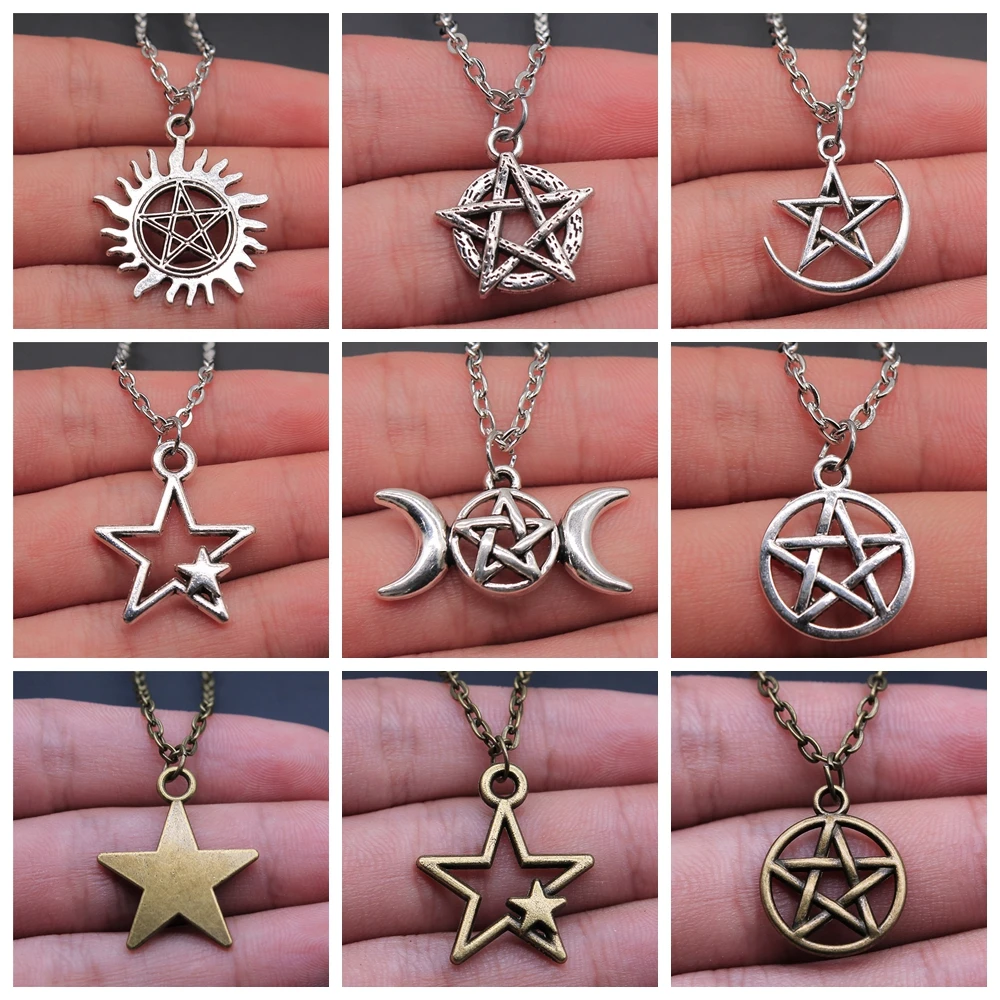 Hot Fashion Vintage Pentagram Star Statement Pendant Necklace For Women Jewelry - Image 4