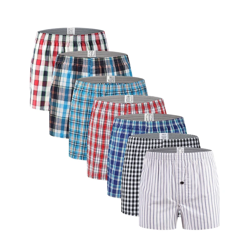

Mens Boxers Underwear Shorts Casual Cotton Sleep Men Underpants High Quality Brands Classic plaid Loose Homewear Male Panties 11