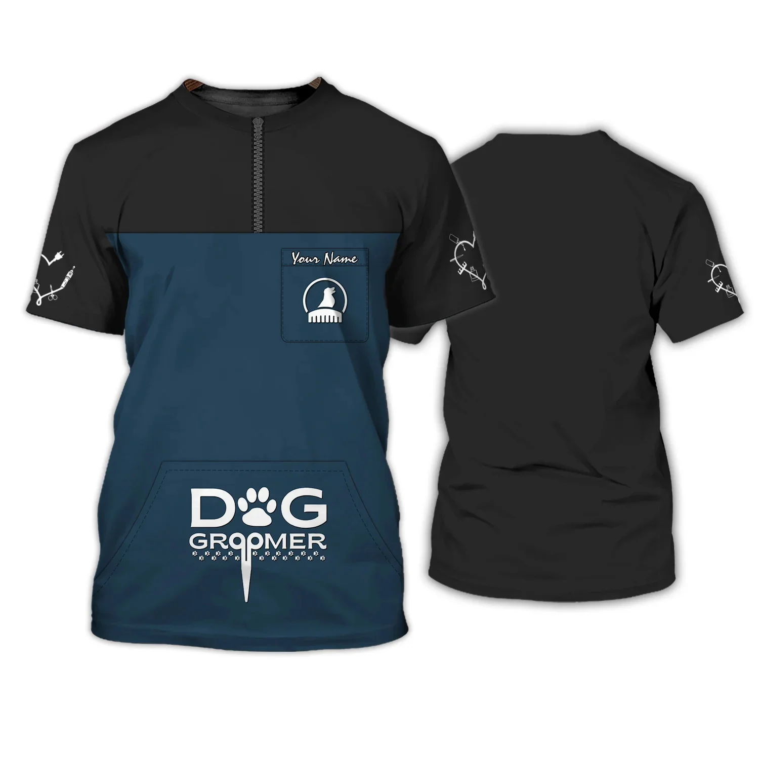 Neuestes Dog Groomer personalisiertes Sommer-T-Shirt, individuelles 3D-gedrucktes Unisex-T-Shirt, Pflege-Uniform-T-Shirt [nicht Arbeitskleidung] DW171 – Detail 26