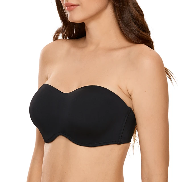 Women's Seamless Underwire Bandeau Strapless Minimizer Bra For