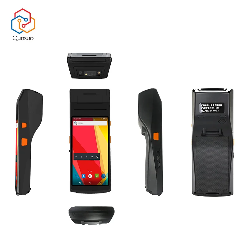 5.5 Inch Touch Screen Handheld PDA 4G Android POS Machines All In One Handheld Terminal Build In 58MM Receipt Label Printer