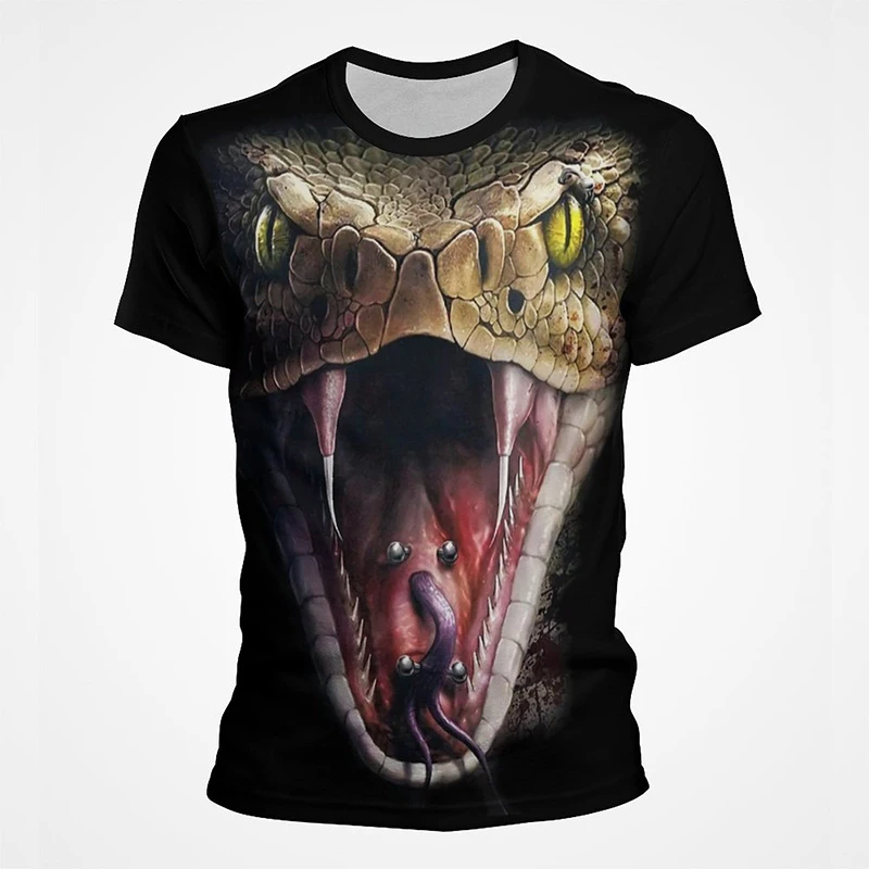 

Classic Horror Snake Graphic T shirt Men Vintage Punk Tee Fashion Street Men's wear Women Casual Sport Clothing Retro Cool Tops