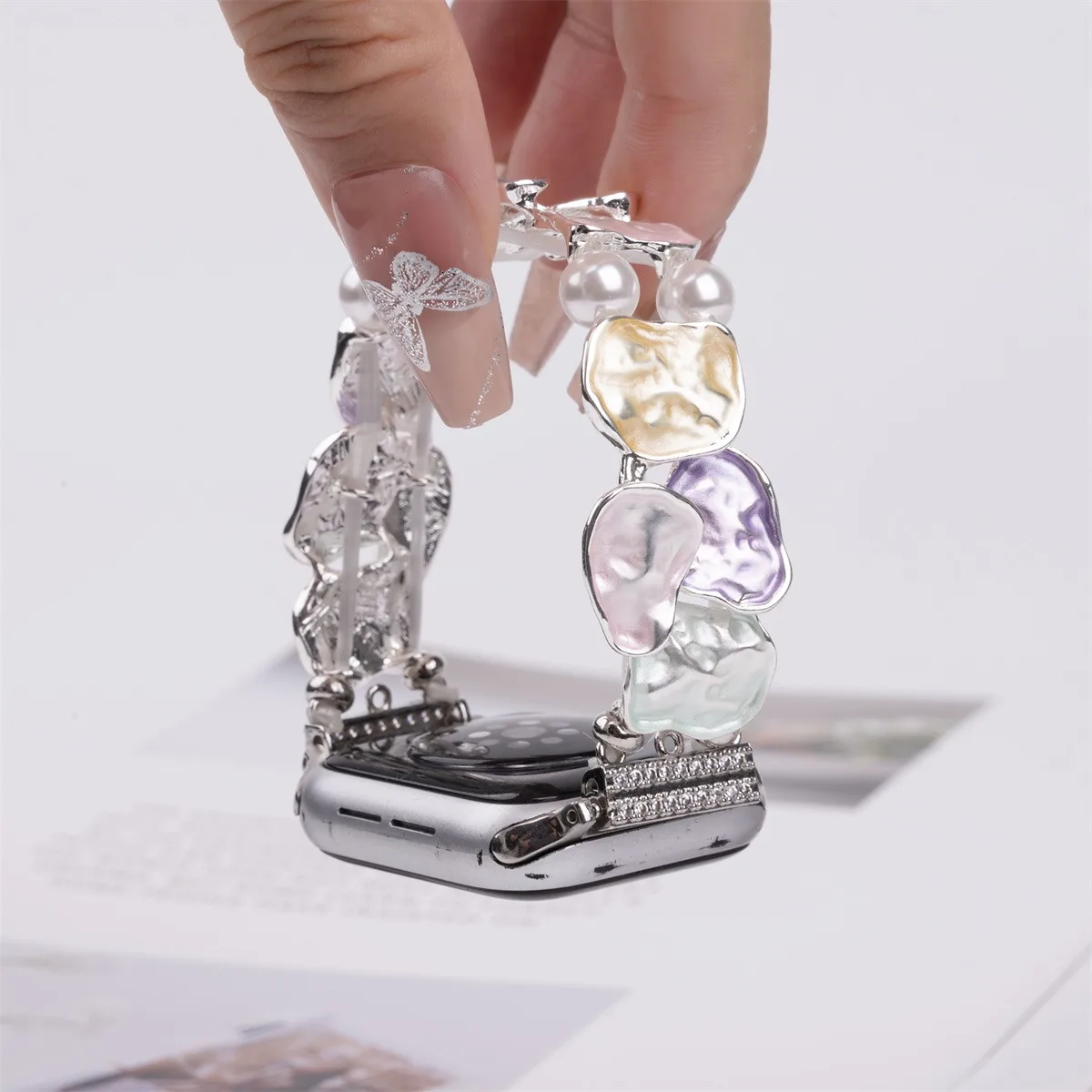 Bracelet de montre à bijoux pour iWatch Ultra 2 Series 10/9/8/7/6/5 Bracelet de montre tendance 42/44/45/46/49 mm 38/40/41 mm_voghion.com