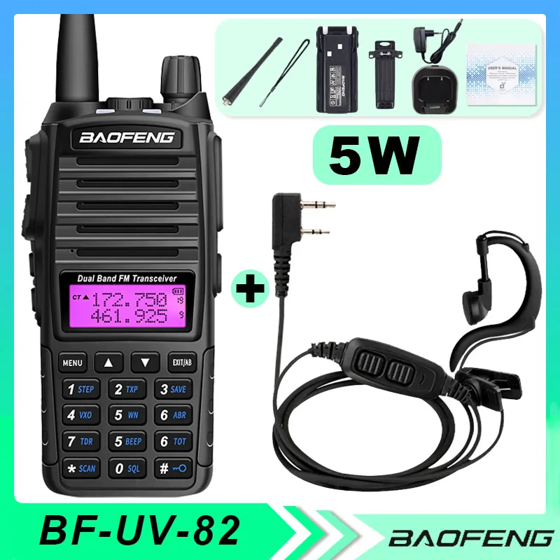 thumbnail image 1 of BaoFeng UV-82 Walkie Talkie Transceptor HF de banda dual Alta potencia 5/8W Radio de larga distancia Radioaficionado Transceptor VHF UHF móvil, 1 of 5