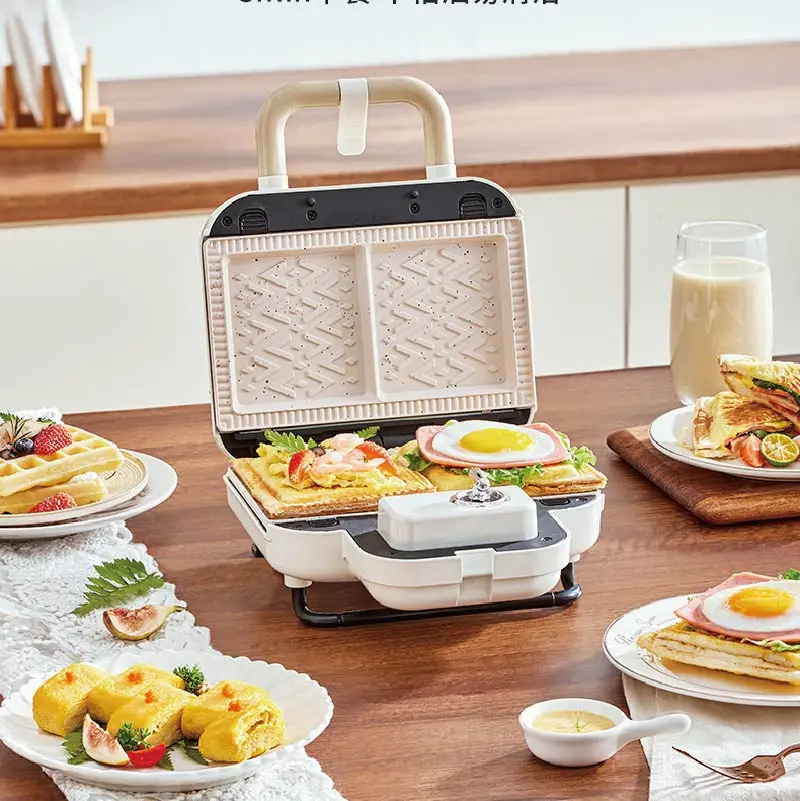 Sandwich Maker Breakfast Machine Non-stick Waffle Timer Bread Machine Large Capacity Double Plate Sandwich Takoyaki Pancake Donut Kitchen Tool
