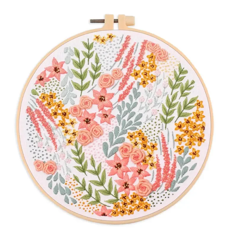 Embroidery Kit for Beginners and Embroidery Enthusiasts-Includes Floral Landscape with Thread Needles New