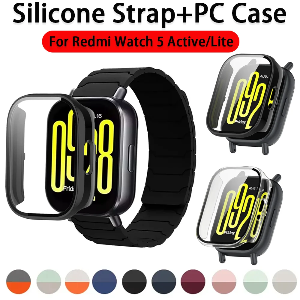 Silicone Strap with Protective Case and Magnetic Bracelet for Smartwatch Accessories