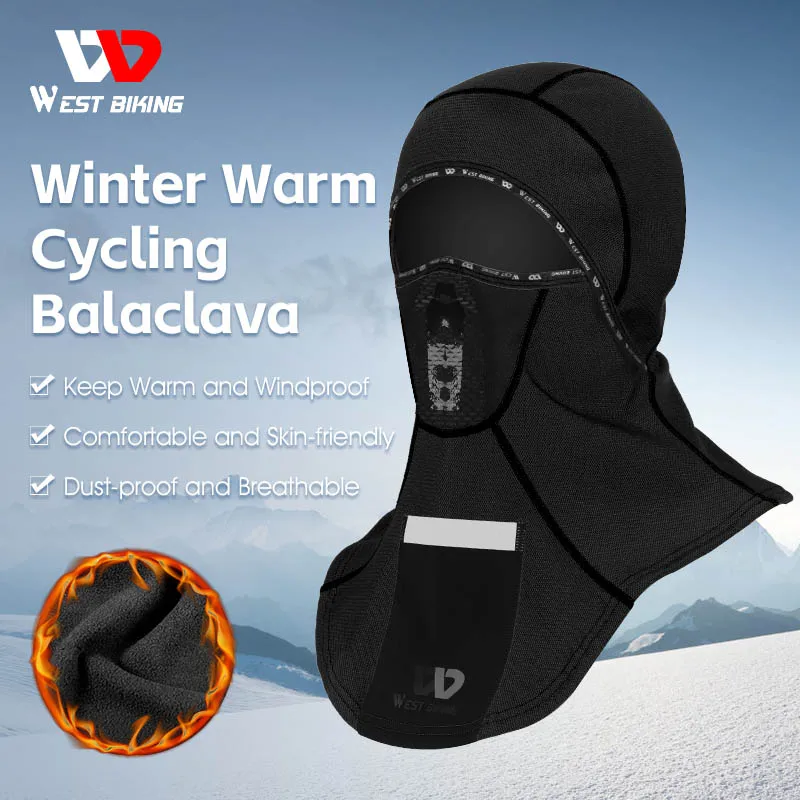 

WEST BIKING Winter Warm Cycling Cap Men Thermal Fleece Tactical Balaclava With Pocket Outdoor Windproof Cycling Skiing Face Mask