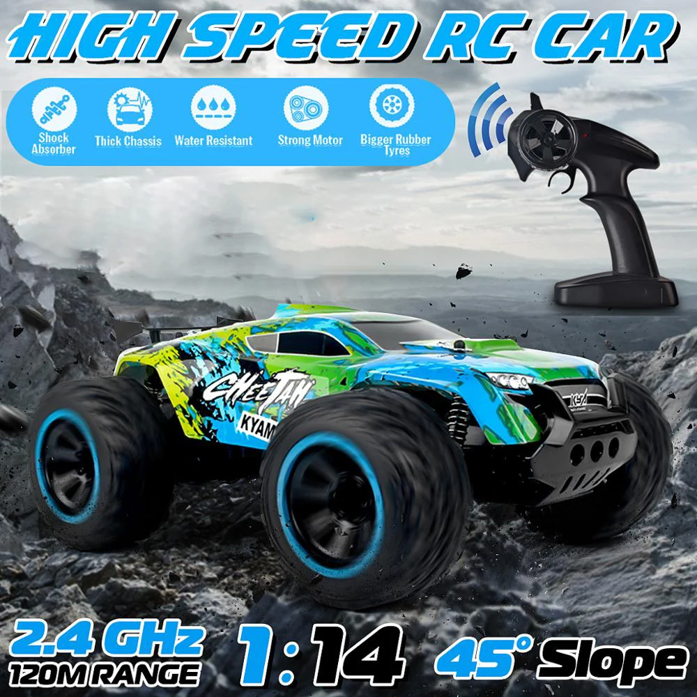 1:14 RC Car 2.4Ghz High Speed Off-road Racing Remote Control Car Vehicle Electric Monster Truck Crawlers Toys for Children Boys 2
