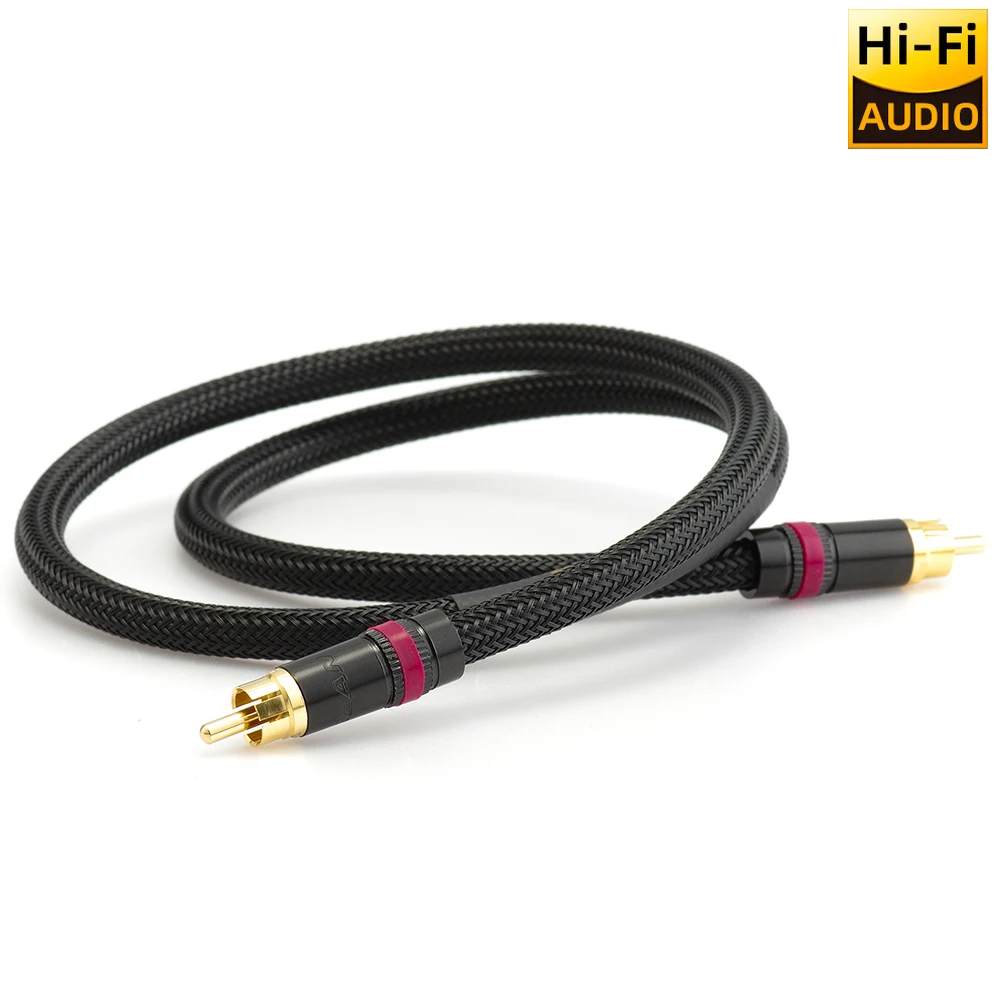 ▲ HIFI OCC 구리 베이스 서브우퍼 오디오 케이블 OCC 이중 차폐 RCA 금도금 플러그 HIFI 라인 (앰프, 홈시어터 스피커용)