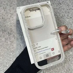 Crystal Clear Rhinestone Glitter Shockproof Phone Case Back Cover for iPhone 18 Pro Max (Antique White)