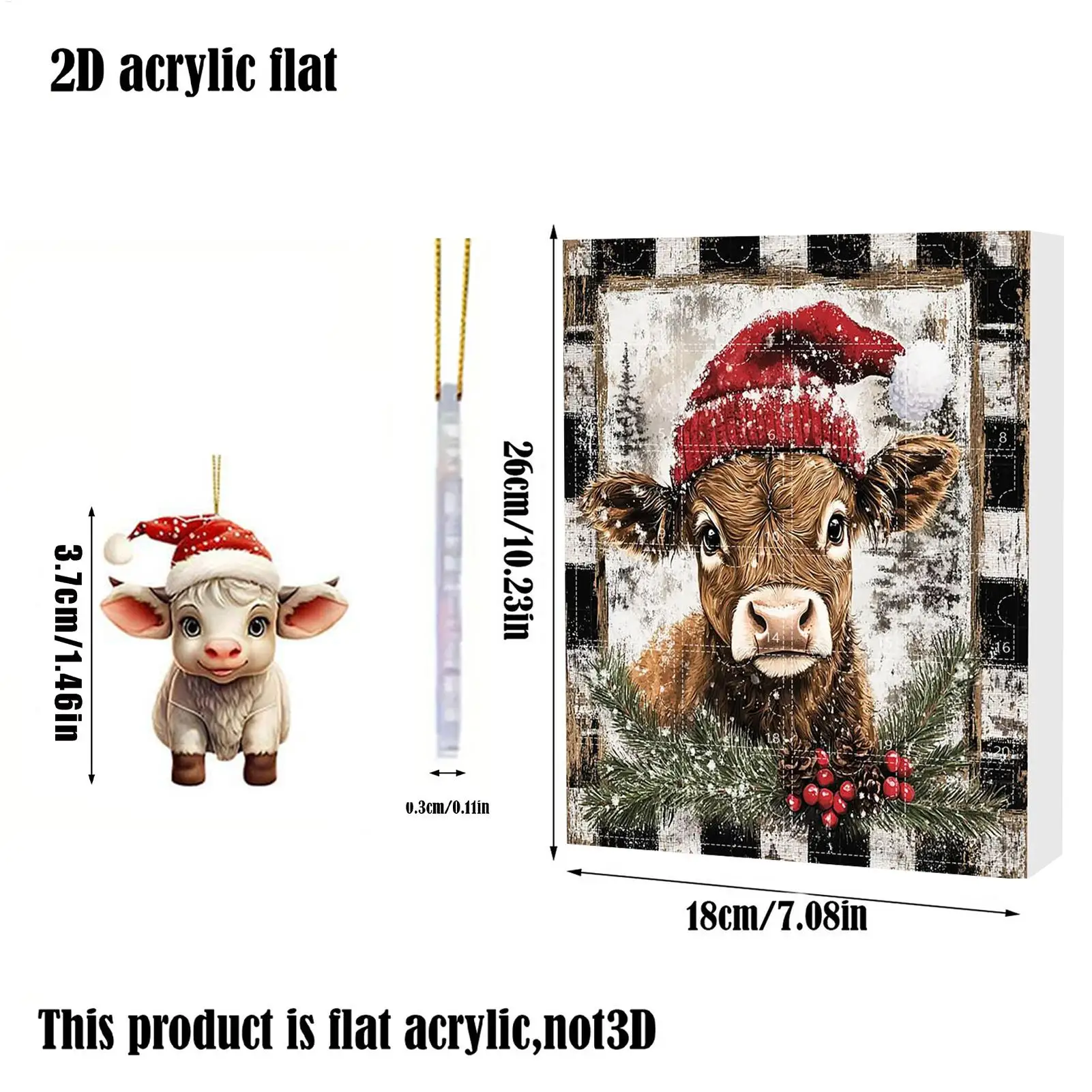 Christmas tree Highland Cow Ornaments Christmas Countdown Calendar kit Gift 2pcs Advent Surprise Toy Set christmas countdown calendar christmas advent calendar