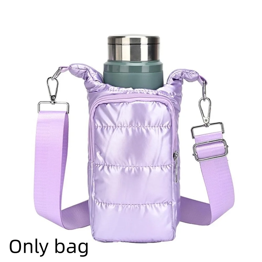 Nylon Water Bottle Carrier Bag with Front Pocket and Shoulder Strap