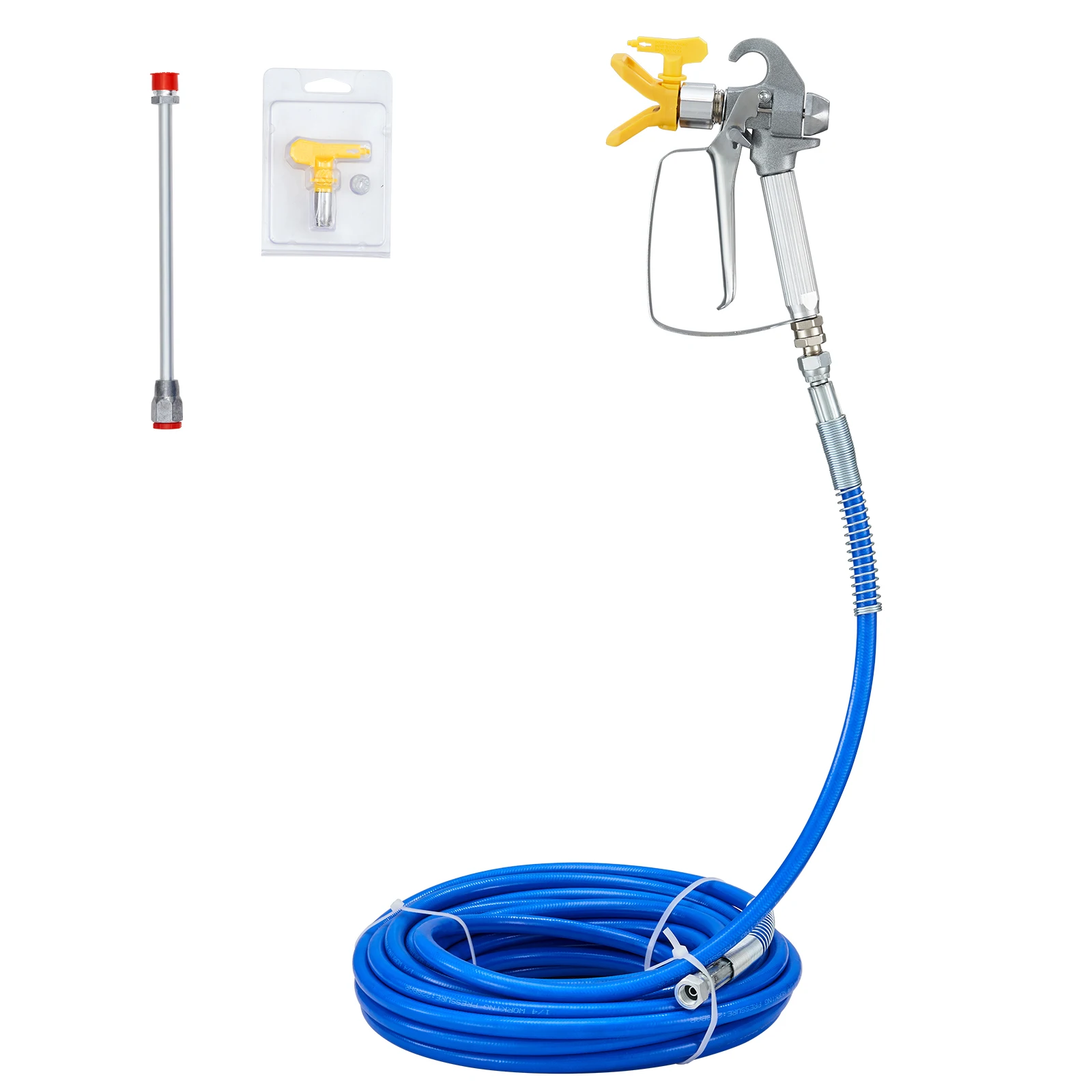 SucceBuy Airless Paint Spray Hose Kit 50 ft 3600 psi High Pressure Fiber Tube 8 inch Rod Pole Including 517 Tip and Tip Guard