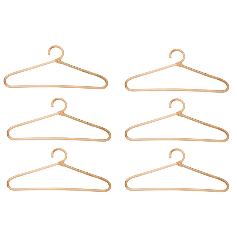 

6X Rattan Clothes Hanger Style,Garments Organizer,Rack Adult Hanger,Room Decoration Hanger For Your Clothes.