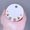High End 3 Pairs Cubic Zircon Crystal Heart Stud Earrings Set Gold Plated Korean Style Women Gift Jewelry 6