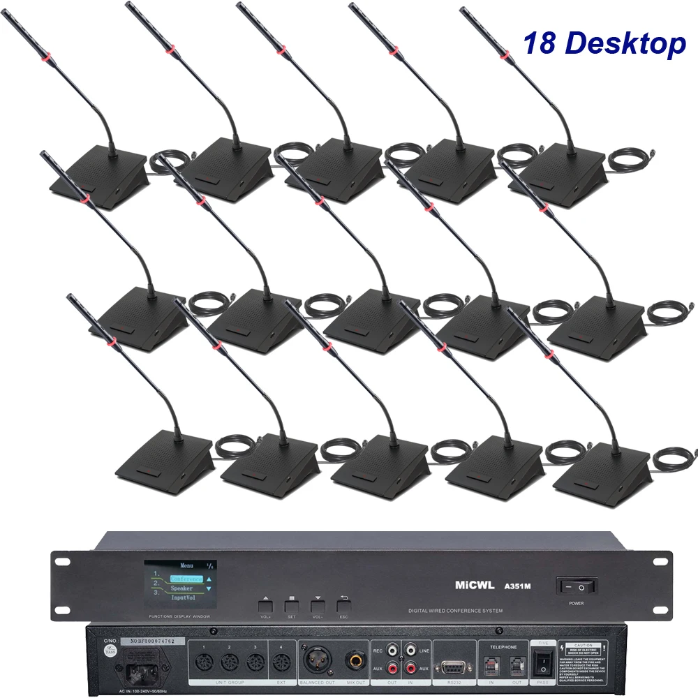 

Pro 18pcs Table Wired Goodeneck Conference Discussion Speech Public Bbroadcast System 18 Desk Microphone MiCWL A351M-A17