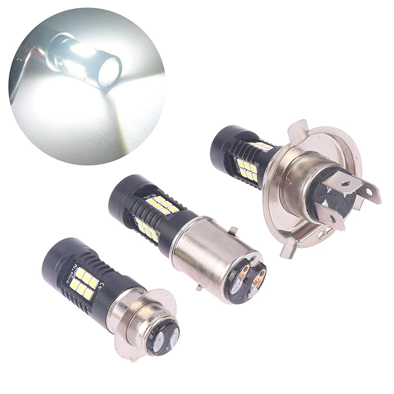 

White High Low Beam Lamp Bulbs LED Motorcycle Headlight 12V Fog Light H4 BA20D PX15D For Moto Tricycle
