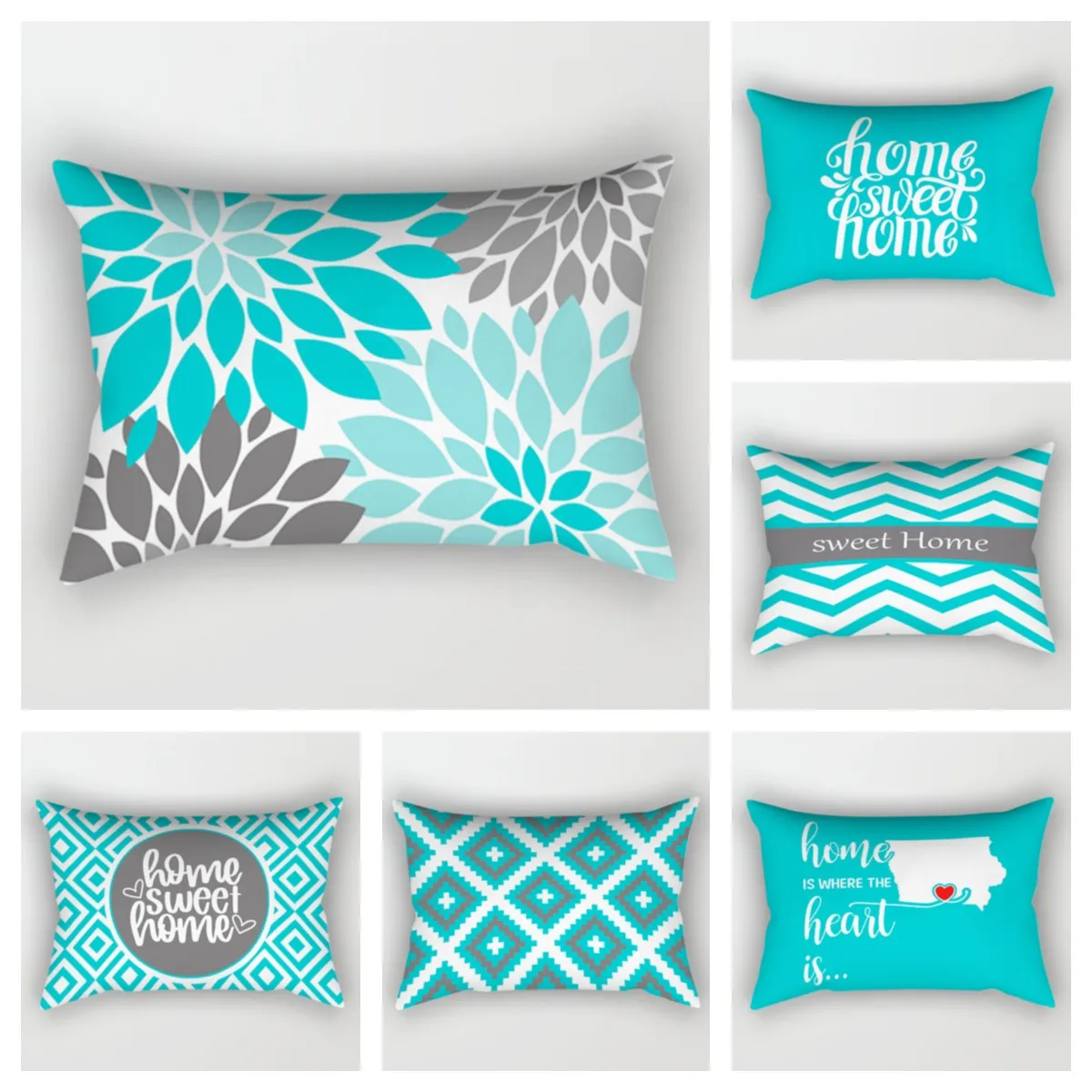 

Nordic cyan sweet home pillowcase home decoration living room sofa decoration cushion cover 30*50 car waist pillowcase 40*60
