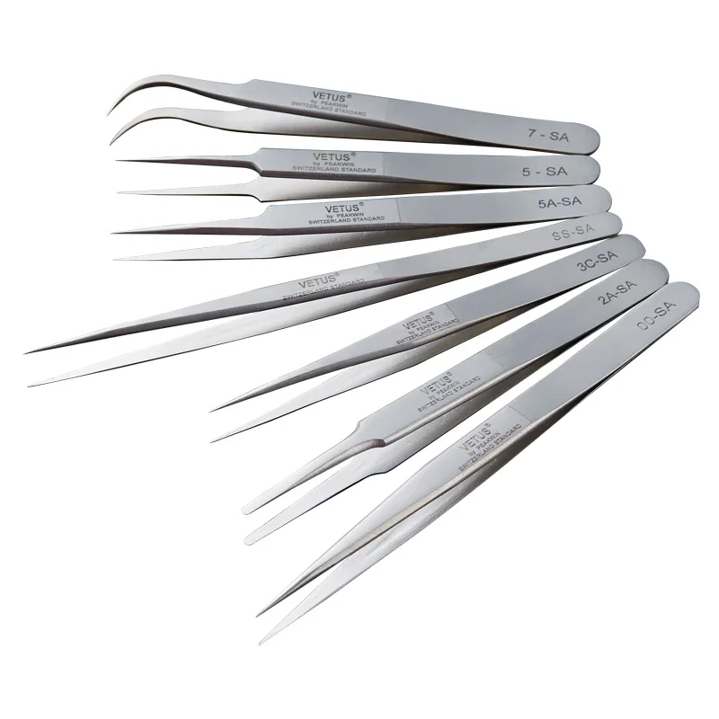 VETUS 5A-SA/5B-SA/5-SA/7-SA/SS-SA/AA-SA/2A-SA Precision Magnetically Stainless Steel Tweezers For Jewelry Phone Repair Tools