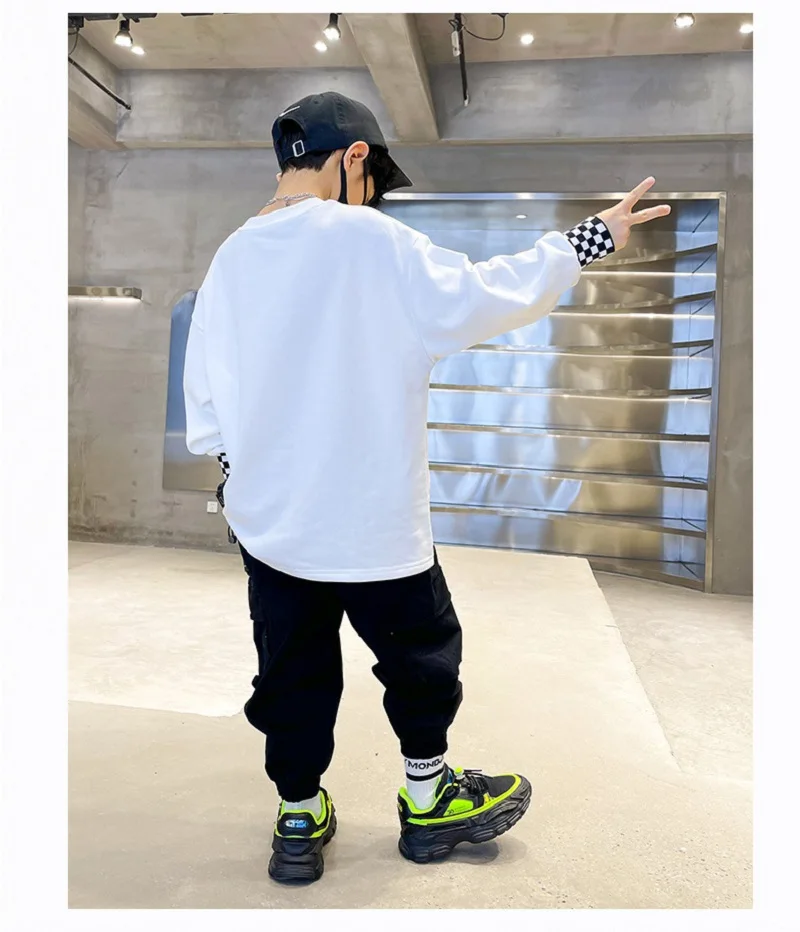 كنزة قطنية ممزقة للأطفال ، مرقعة فضفاضة ، كنزة صوف...